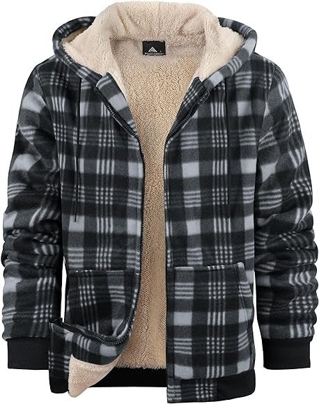 Veste à capuche zippée à imprimé écossais pour homme, manteau d'hiver épais en coton rembourré, vêtements chauds