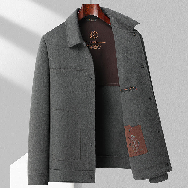 Autumn And Winter Handmade Double-faced Woolen Goods Wool Polo Collar Jacket - ARCHSHOPE
