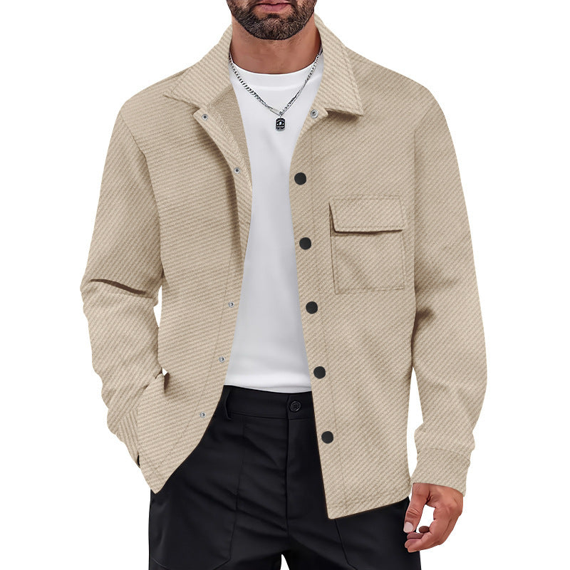 Men's Retro Casual Jacquard Knitted Lapel Shirt Jacket - ARCHSHOPE
