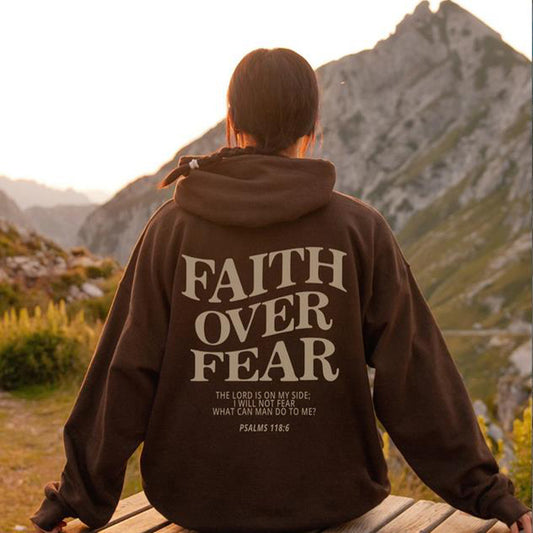 Faith Over Fear Christian Hoodie Christian Sweatshirt Jesus Hoodie Trendy Hoodie Bible Verse Shirt Unisex Aesthetic Clothes - ARCHSHOPE