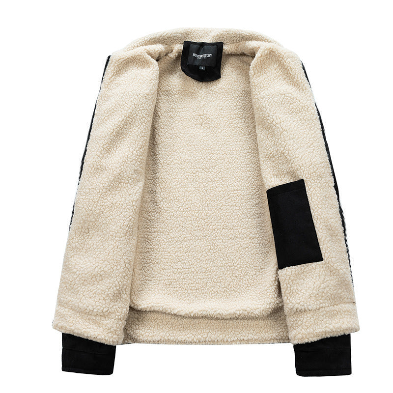 Suede Fabric Jacket Men's Zipper Cardigan Casual Berber Fleece Coat - ARCHSHOPE