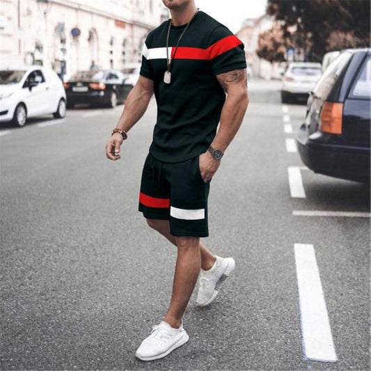 Men's Casual T-shirt Shorts Two-piece Printed Sportswear - ARCHSHOPE