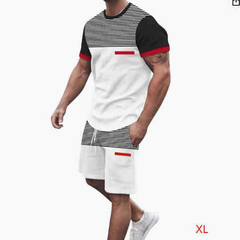 Men's Casual T-shirt Shorts Two-piece Printed Sportswear - ARCHSHOPE