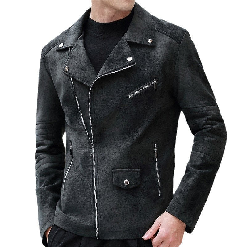 Fashion Velvet Padded Leather Coat Men's Suit Collar - ARCHSHOPE