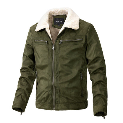 Suede Fabric Jacket Men's Zipper Cardigan Casual Berber Fleece Coat - ARCHSHOPE