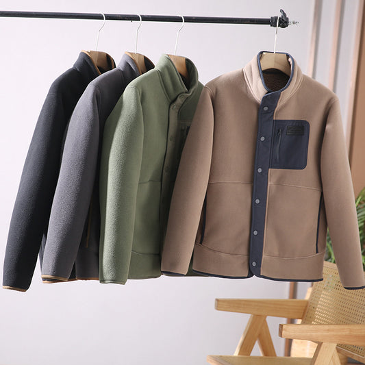 Fleece-lined Thickened Stand Collar Pocket Jacket - ARCHSHOPE