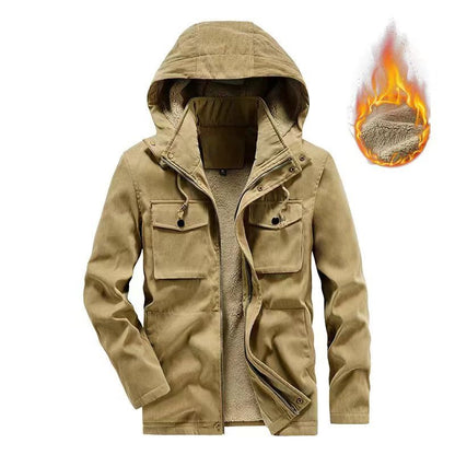Plus Size Workwear Thermal Hooded Cotton Coat Jacket