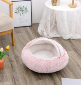 2 In 1 Dog And Cat Bed Pet Winter Bed Round Plush Warm Bed House Soft Long Plush Pets Bed Pet Products - ARCHSHOPE