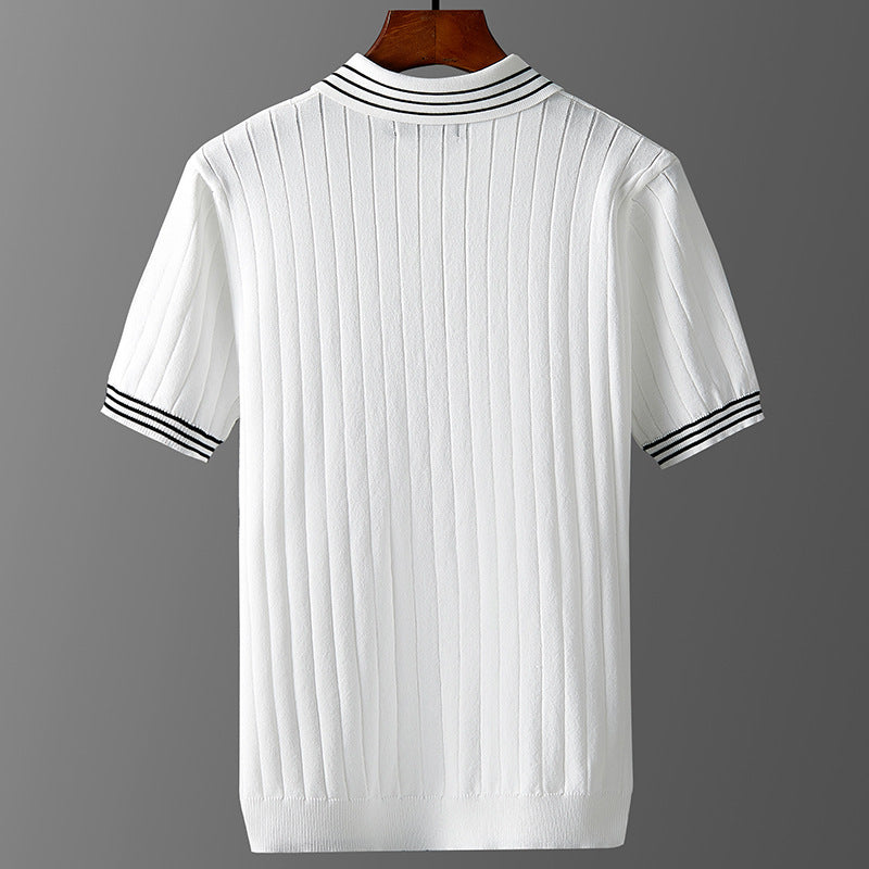 Men's Ice Silk Short Sleeve Thin Lapels Polo Sweater - ARCHSHOPE