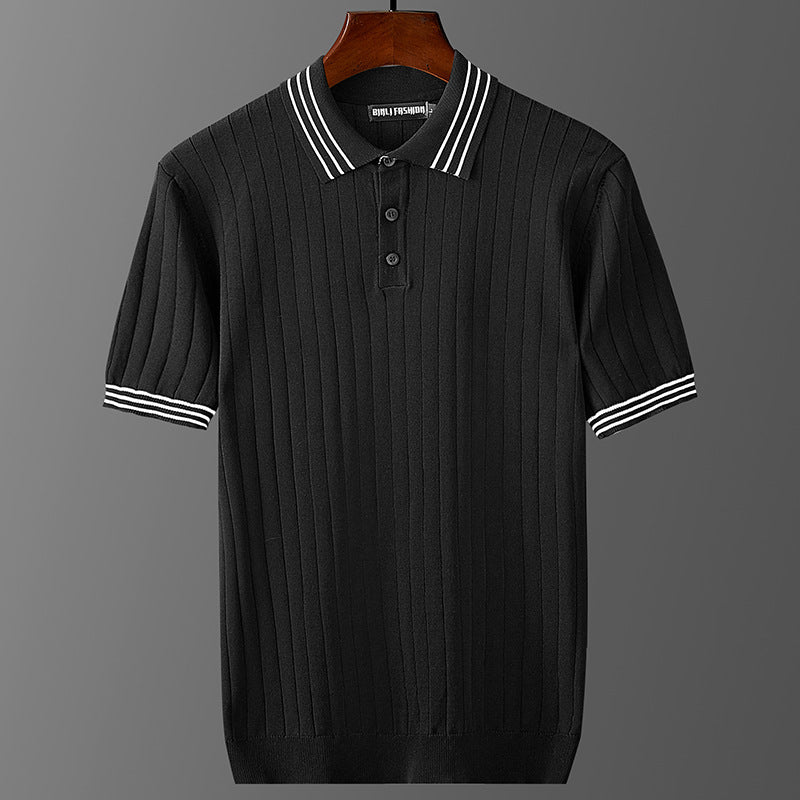 Men's Ice Silk Short Sleeve Thin Lapels Polo Sweater - ARCHSHOPE