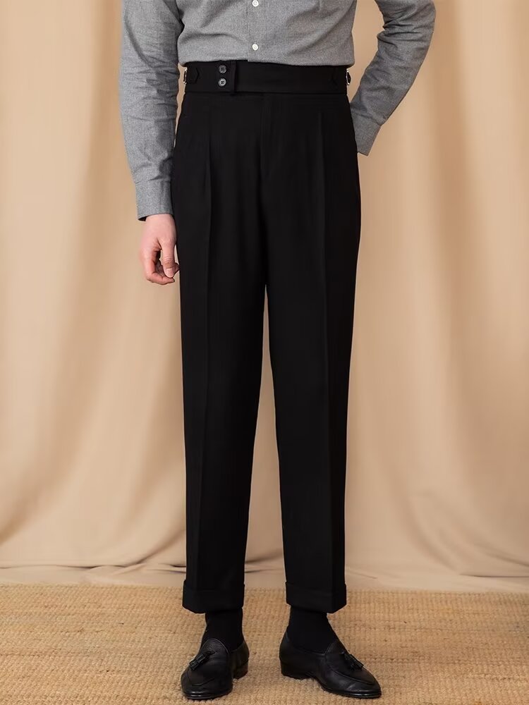 Casual Straight Slim Fit Buckle Suit Pants