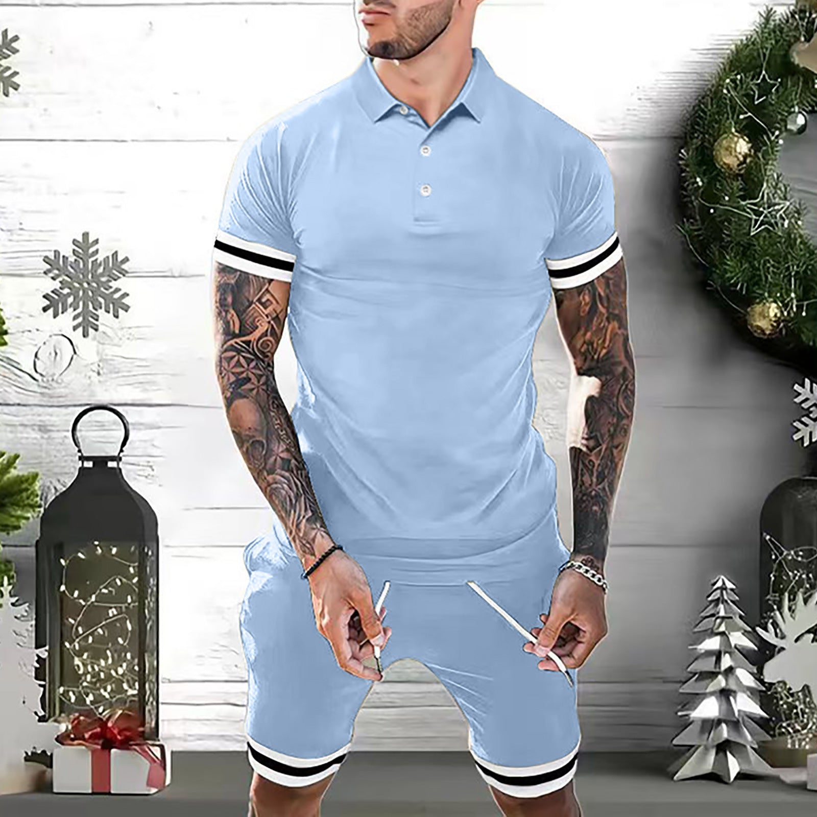Mens Short Sets 2 Piece Outfits Polo Shirt Fashion Summer Tracksuits Casual Set Short Sleeve And Shorts Set For Men - ARCHSHOPE