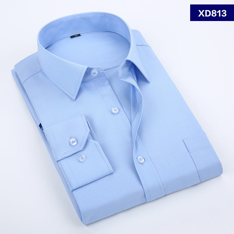 Men's White Long-sleeved Shirt, Tooling Fashion, Business, Professional Dress, Korean Style Shirt