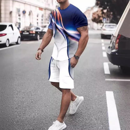 Men's Casual T-shirt Shorts Two-piece Printed Sportswear - ARCHSHOPE