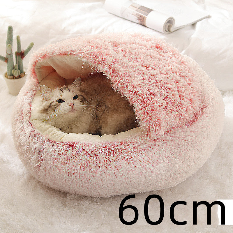 2 In 1 Dog And Cat Bed Pet Winter Bed Round Plush Warm Bed House Soft Long Plush Pets Bed Pet Products - ARCHSHOPE