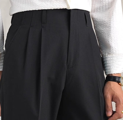 Polyester Straight High Waist Suit Pants