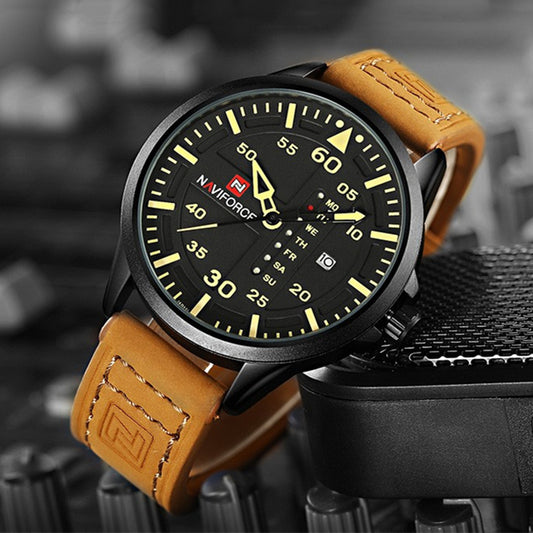Top Luxury Brand NAVIFORCE Men Sports Watches Men's Quartz Date Clock Man Leather Army Military Wrist Watch Relogio Masculino - ARCHSHOPE