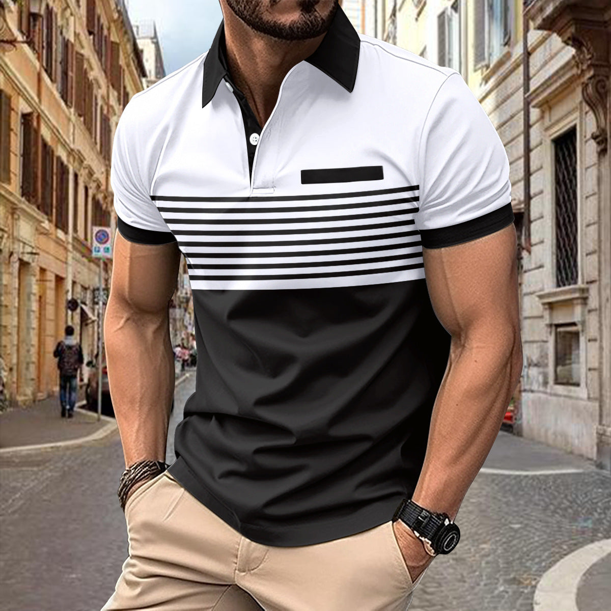 Casual Striped Shirt With Chest Pocket Men Clothing - ARCHSHOPE