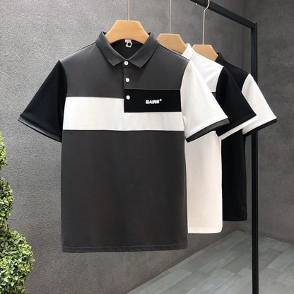 Trend Stitching Contrast Color Polo Shirt Men's Short Sleeves - ARCHSHOPE