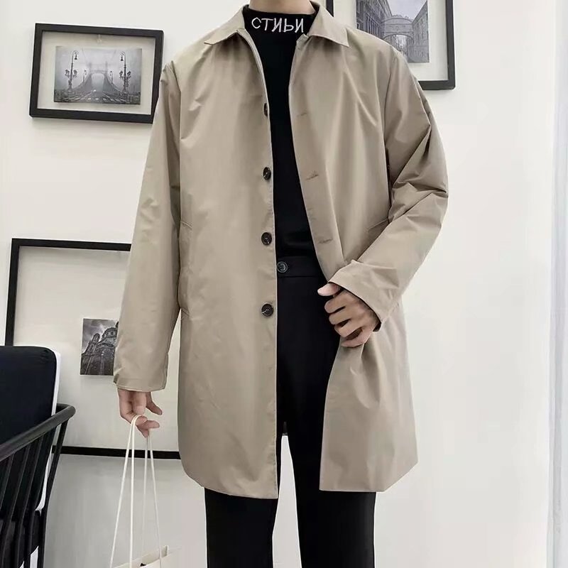 Trench Coat Men's Medium Length Spring And Autumn Leisure