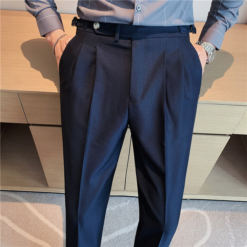Thin Draping Belt Casual Pants Trendy Men's Suit Pants