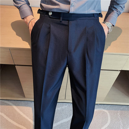 Thin Draping Belt Casual Pants Trendy Men's Suit Pants