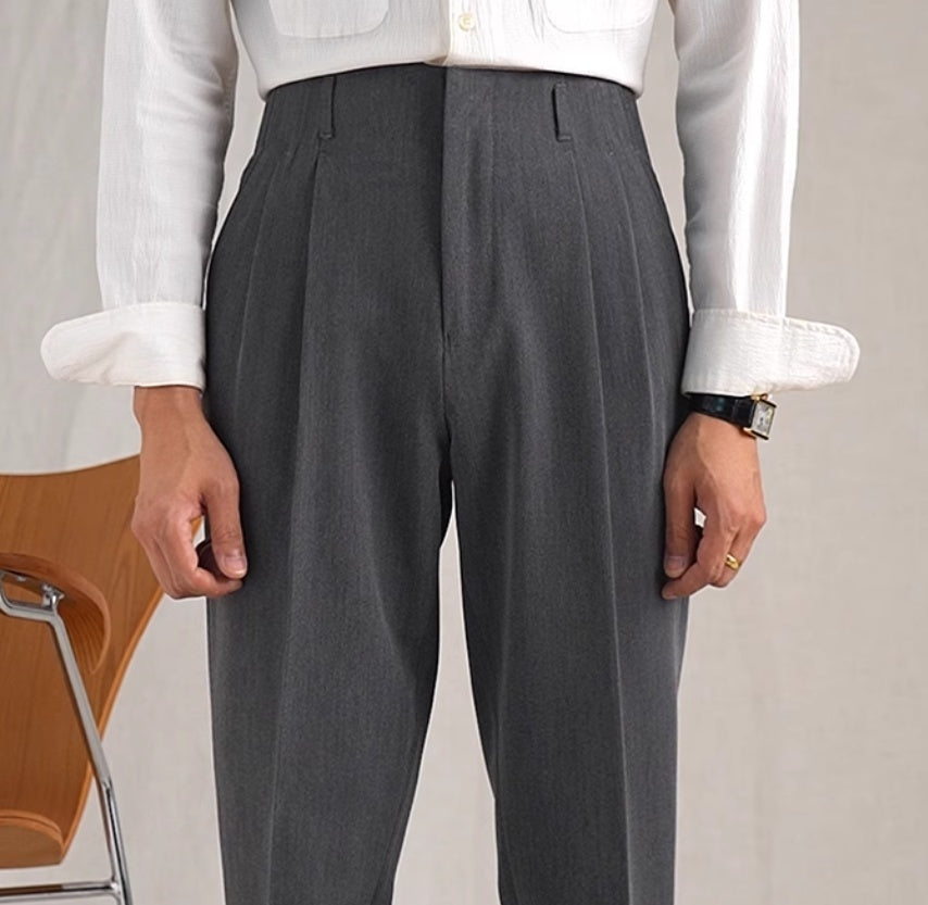 Polyester Straight High Waist Suit Pants