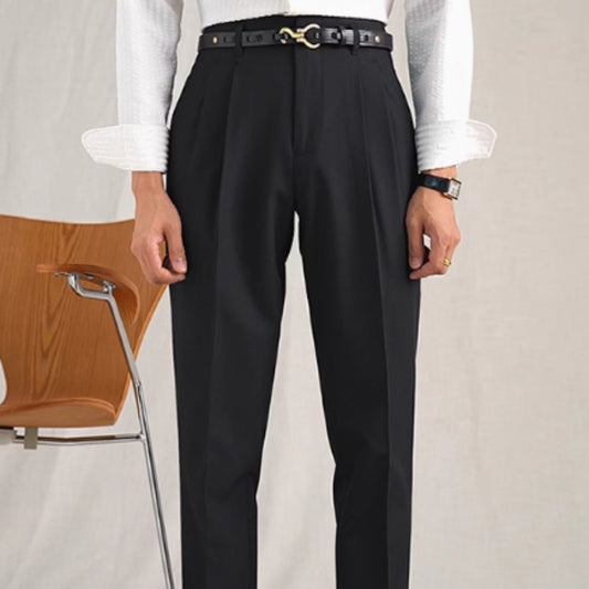 Polyester Straight High Waist Suit Pants