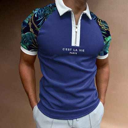 Men's Summer Polo Zipper Color Matching Sports Polo Shirt - ARCHSHOPE