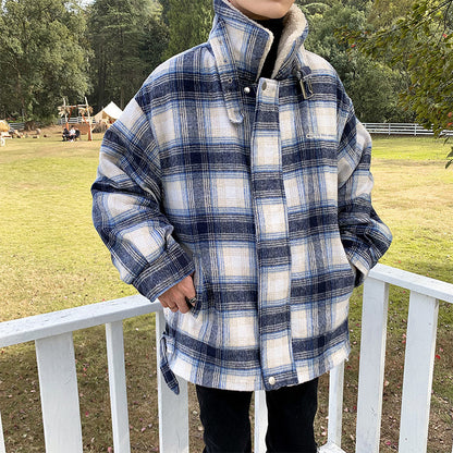 Winter Retro Warm Cotton-padded Jacket Handsome Loose Student Coat Men