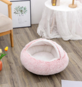 2 In 1 Dog And Cat Bed Pet Winter Bed Round Plush Warm Bed House Soft Long Plush Pets Bed Pet Products - ARCHSHOPE