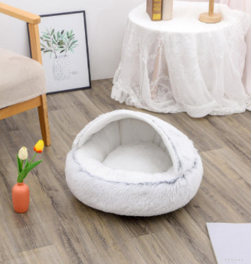 2 In 1 Dog And Cat Bed Pet Winter Bed Round Plush Warm Bed House Soft Long Plush Pets Bed Pet Products - ARCHSHOPE