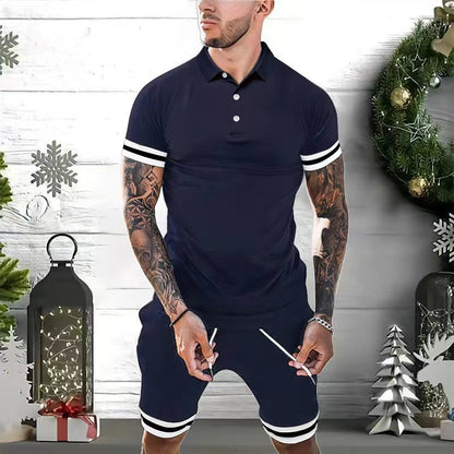 Mens Short Sets 2 Piece Outfits Polo Shirt Fashion Summer Tracksuits Casual Set Short Sleeve And Shorts Set For Men - ARCHSHOPE
