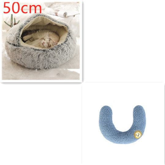2 In 1 Dog And Cat Bed Pet Winter Bed Round Plush Warm Bed House Soft Long Plush Pets Bed Pet Products - ARCHSHOPE