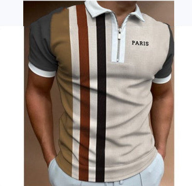 Men's Summer Polo Zipper Color Matching Sports Polo Shirt - ARCHSHOPE