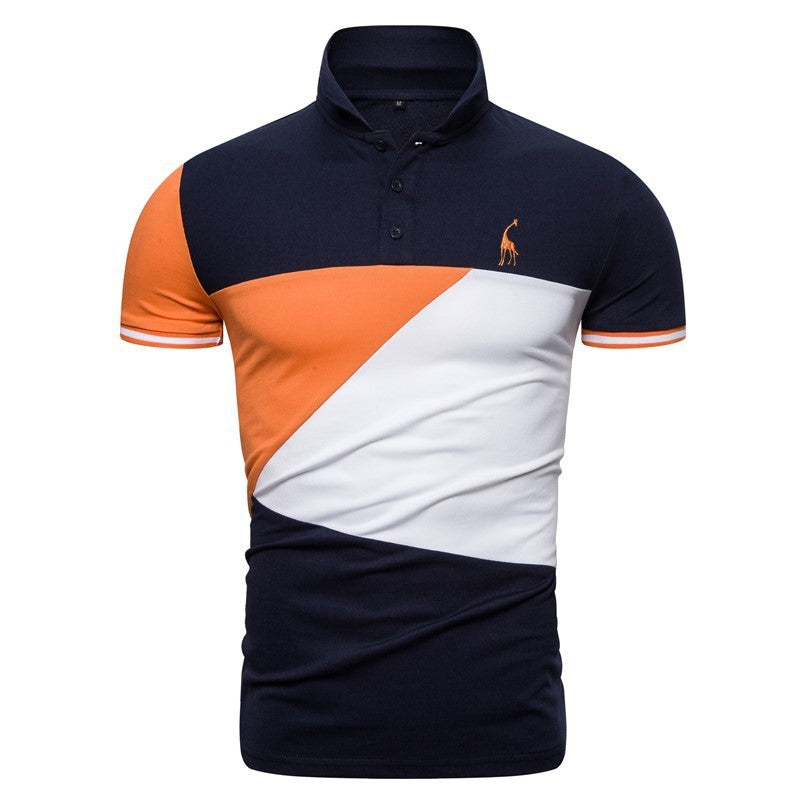 Men's Short Sleeve T-Shirt Polo Fawn Embroidery - ARCHSHOPE
