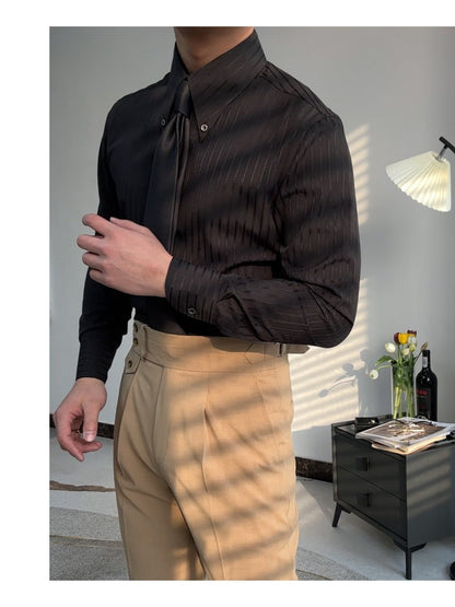 Spring Leisure Business Pointed Collar Striped Shirt