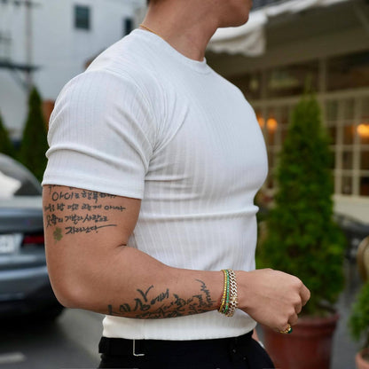 Men's Summer Sports Fitness Casual Round Neck Stretch Crew Neck Short Sleeve - ARCHSHOPE