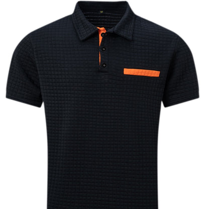Button Jacquard Plaid Men's Sports Polo Shirt Men - ARCHSHOPE