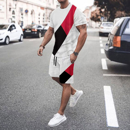 Men's Fashion Short Sleeve Shorts Set Splicing Set - ARCHSHOPE