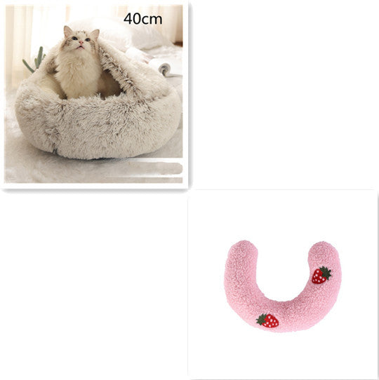 2 In 1 Dog And Cat Bed Pet Winter Bed Round Plush Warm Bed House Soft Long Plush Pets Bed Pet Products - ARCHSHOPE