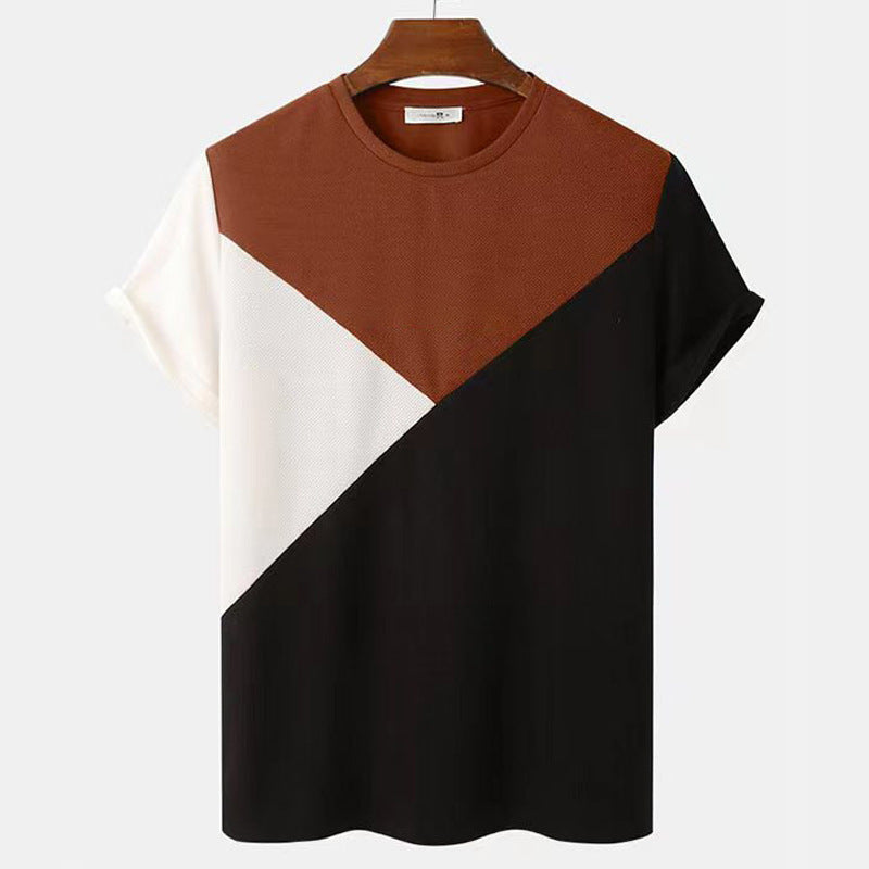 Striped 3D Printed Short Sleeve Knitted Mesh Top - ARCHSHOPE