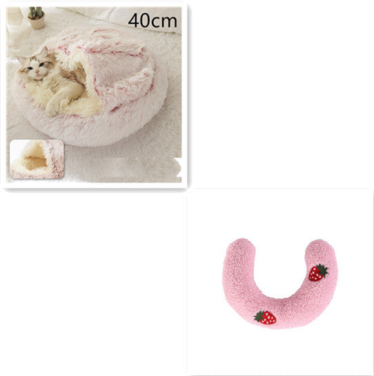 2 In 1 Dog And Cat Bed Pet Winter Bed Round Plush Warm Bed House Soft Long Plush Pets Bed Pet Products - ARCHSHOPE