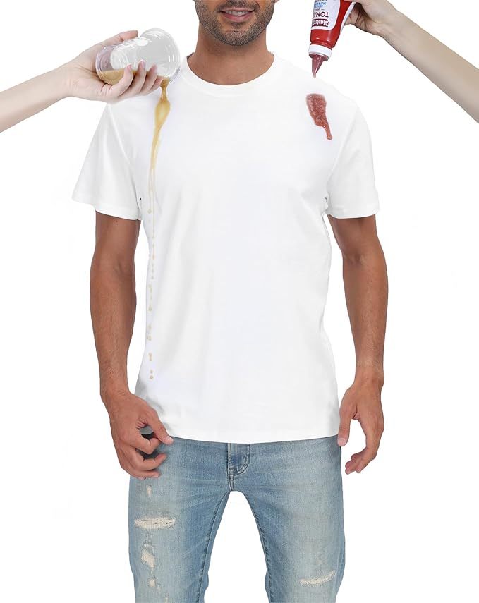Neat White Basic Crewneck Short Sleeve Cotton Polyester Water Repellent Tops T Shirts Tee For Men - ARCHSHOPE