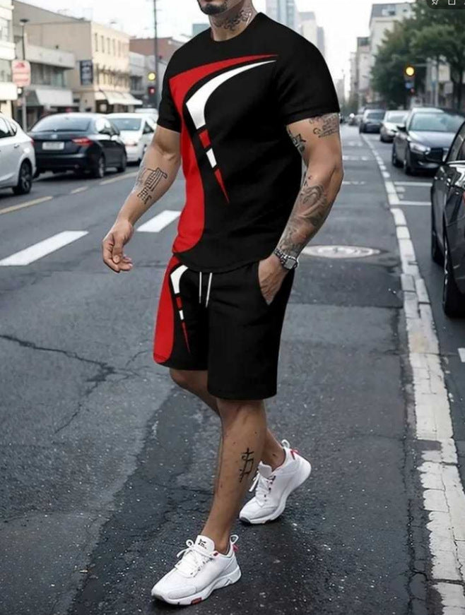 Men's Casual T-shirt Shorts Two-piece Printed Sportswear - ARCHSHOPE